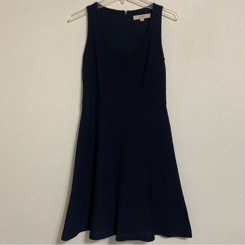 Loft Sleeveless Short Flare Dress Navy Women’s Size 0